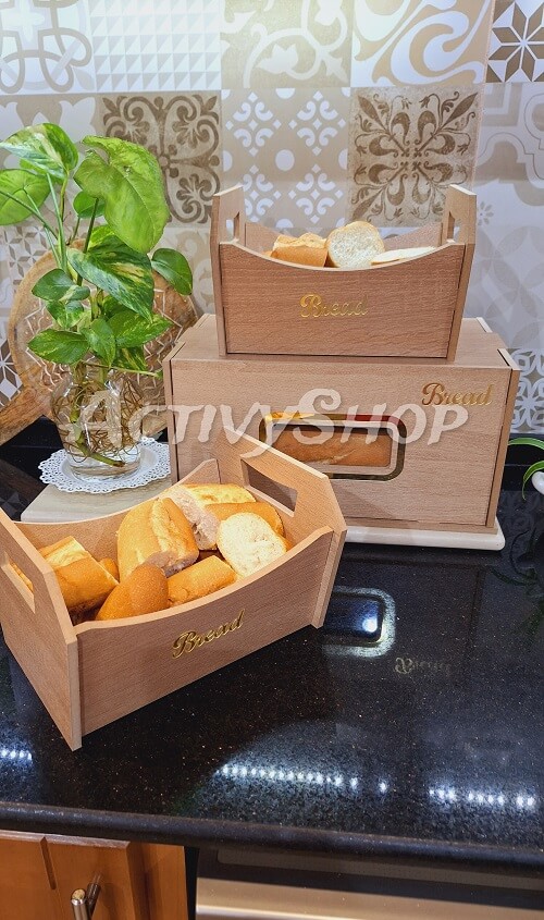 صندوق الخبز الخشبي + 2 سلال خبز – تصميم أنيق ولمسة طبيعية