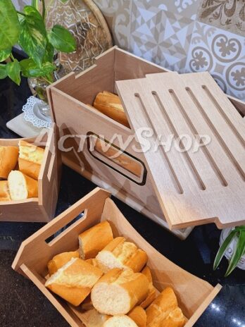 صندوق الخبز الخشبي + 2 سلال خبز – تصميم أنيق ولمسة طبيعية